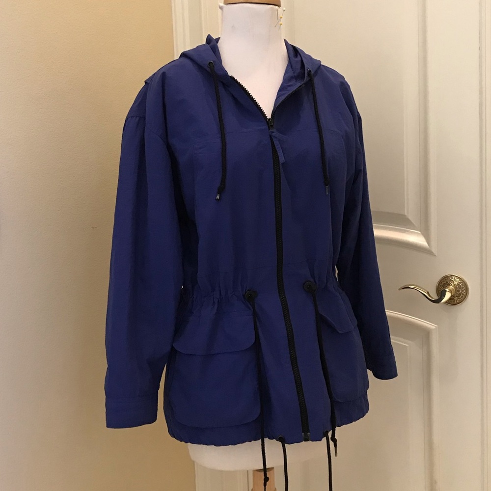 Vintage Jennifer Moore Royal Blue Drawstring Jacket With Zip Out Lining